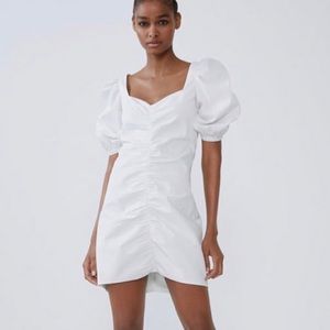 White Poplin Sleeve Zara Dress - Size S